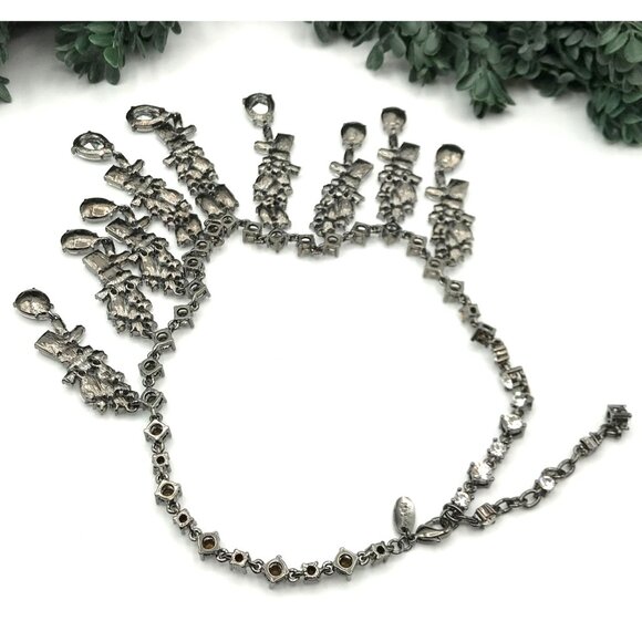 Vintage VTG rare signed SCAASI Statement Rhinestone Statement Necklace & Clip Ea - Picture 12 of 13